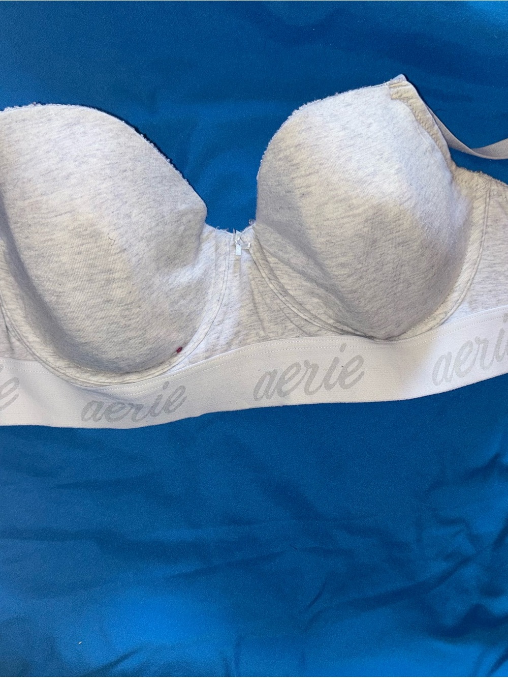 aerie Light Gray Molded Strapless Bra with Logo Band